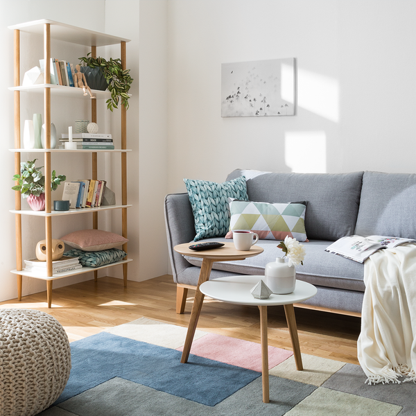 Beistelltisch Wolka - Eiche teilmassiv - Eiche / Weiß