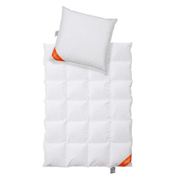 Daunenbett-Set Smood cozy (2-teilig) - Daunen / Federn - Weiß - 135 x 200 cm + Kissen 80 x 80 cm