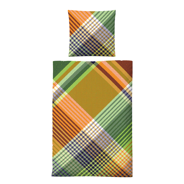 Bettwäsche Ethno Chic - Grün - 135 x 200 cm + Kissen 80 x 80 cm