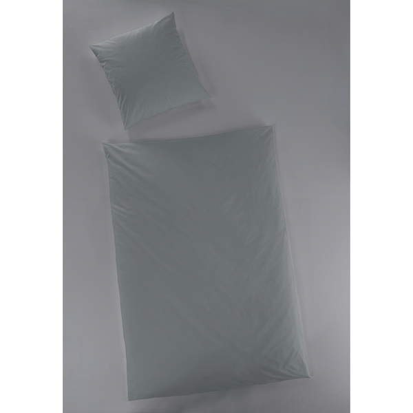 Bettwäsche Nida - Satin - Grau - 135 x 200 cm + Kissen 80 x 80 cm