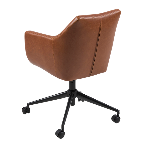 Bürodrehstuhl NICHOLAS - Kunstleder Aken: Vintage Cognac - Schwarz