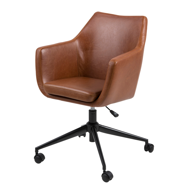 Bürodrehstuhl NICHOLAS - Kunstleder Aken: Vintage Cognac - Schwarz