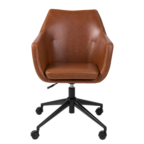 Bürodrehstuhl NICHOLAS - Kunstleder Aken: Vintage Cognac - Schwarz