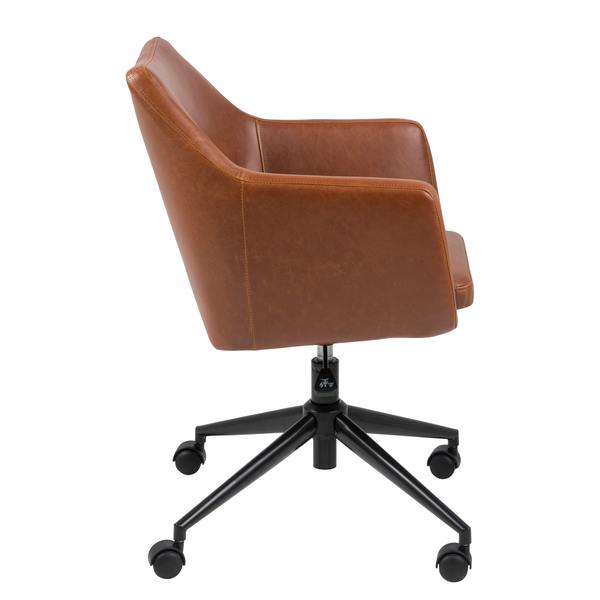 Bürodrehstuhl NICHOLAS - Kunstleder Aken: Vintage Cognac - Schwarz
