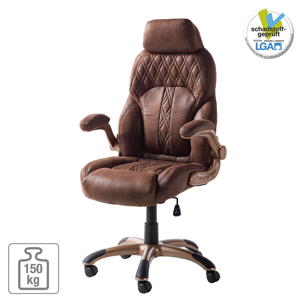 Chefsessel Baylor XXL - Microfaser / Kunststoff - Braun / Kupfer