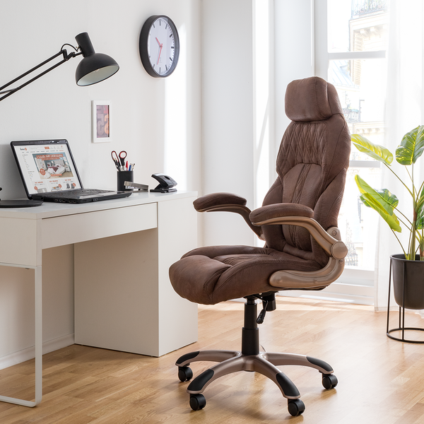 Chefsessel Baylor XXL - Microfaser / Kunststoff - Braun / Kupfer