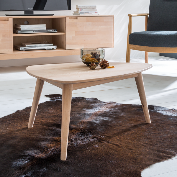 Massiver Couchtisch FINSBY - Buche massiv - Buche Weißöl - 70 x 50 cm