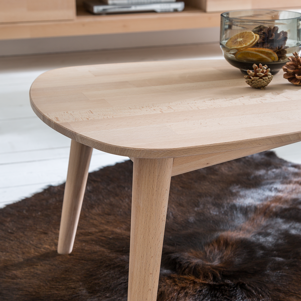 Massiver Couchtisch FINSBY - Buche massiv - Buche Weißöl - 70 x 50 cm
