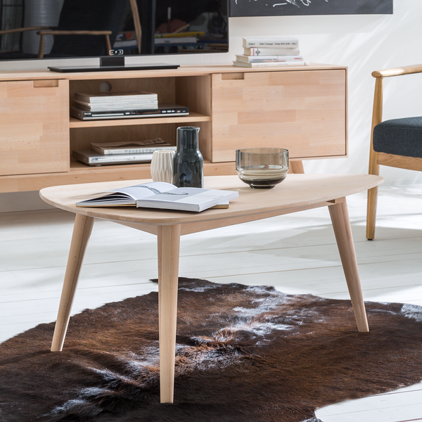 Massiver Couchtisch FINSBY - Buche massiv - Buche Weißöl - 90 x 60 cm