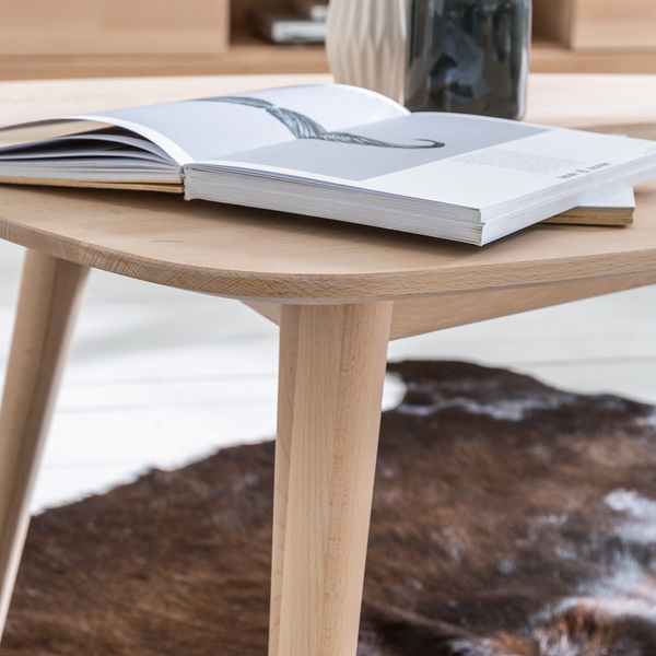 Massiver Couchtisch FINSBY - Buche massiv - Buche Weißöl - 90 x 60 cm