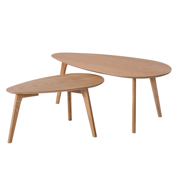 Couchtisch-Set Kazin (2er-Set) - Eiche teilmassiv