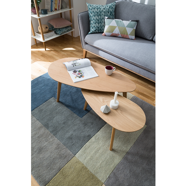Couchtisch-Set Kazin (2er-Set) - Eiche teilmassiv