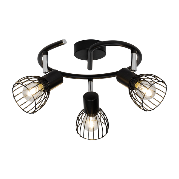 Deckenstrahler Blacky II - Stahl - 3-flammig