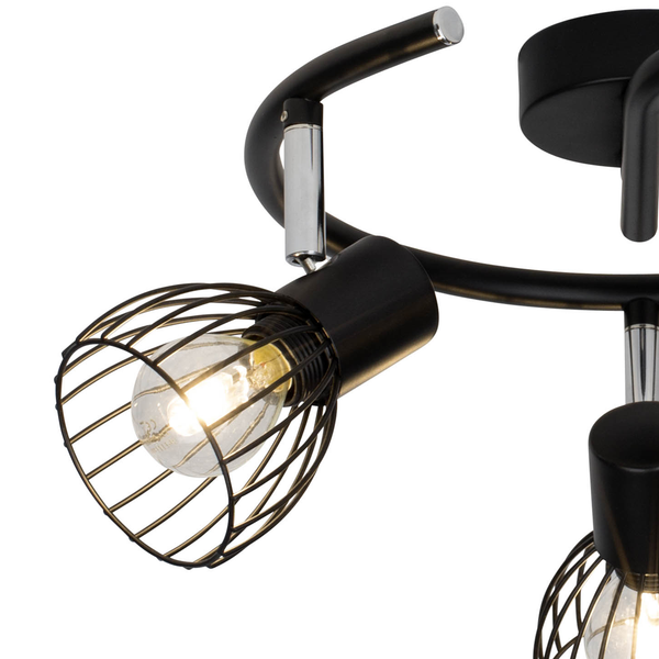 Deckenstrahler Blacky II - Stahl - 3-flammig