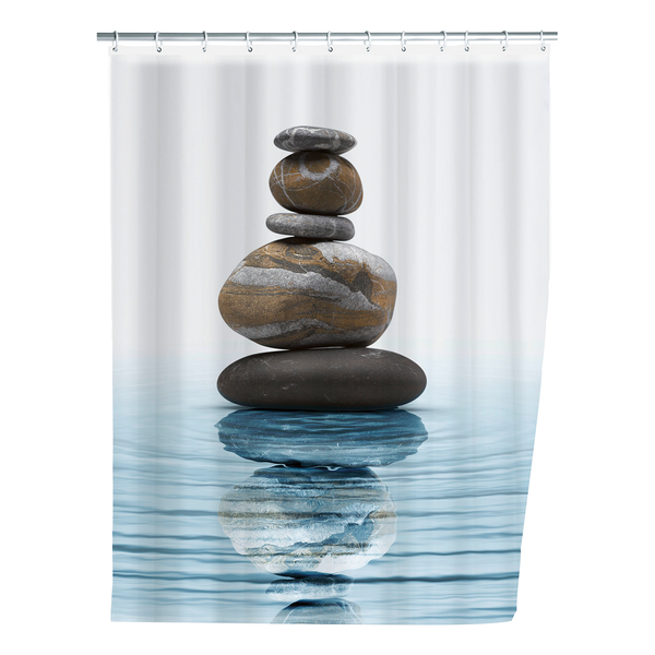 Duschvorhang Meditation - Kunstfaser - Blau / Grau
