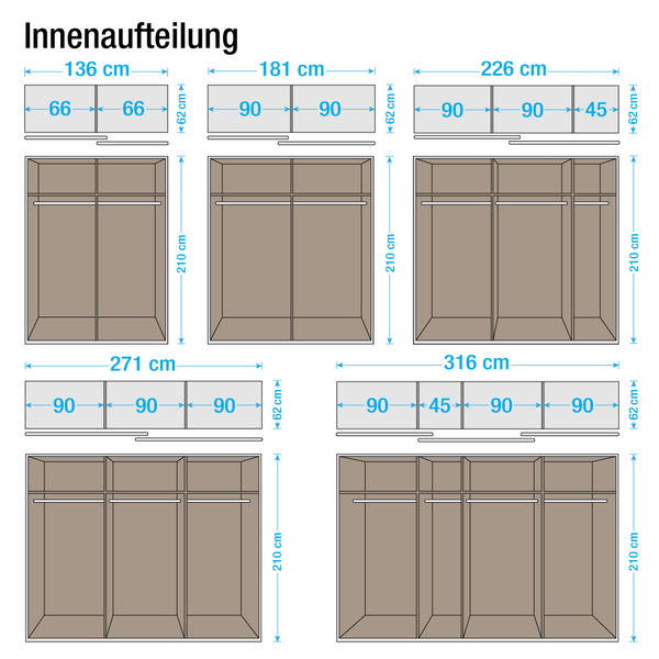 45er Fachboden Rauch (2er-Set) - für Schranktiefen 57-62 cm