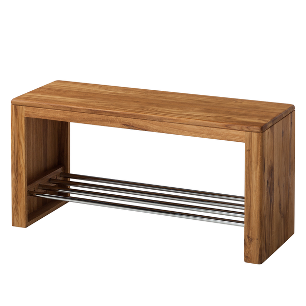 Garderobenbank Anamur - Eiche massiv - Eiche - Breite: 81 cm