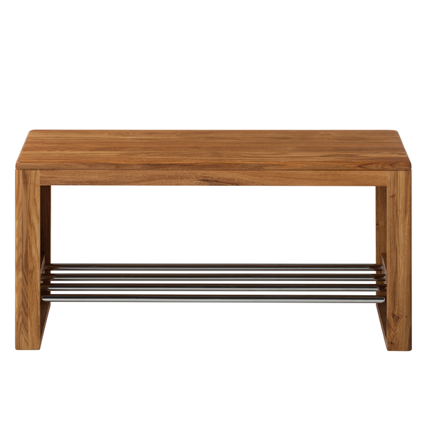 Garderobenbank Anamur - Eiche massiv - Eiche - Breite: 81 cm