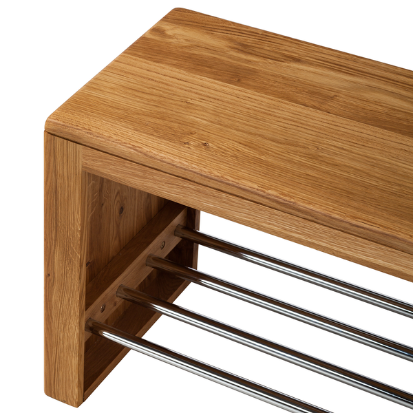 Garderobenbank Anamur - Eiche massiv - Eiche - Breite: 81 cm