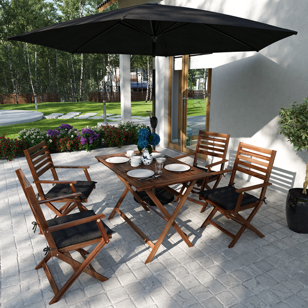Sitzkissen Garden Basic (4er-Set) - Webstoff - Schwarz