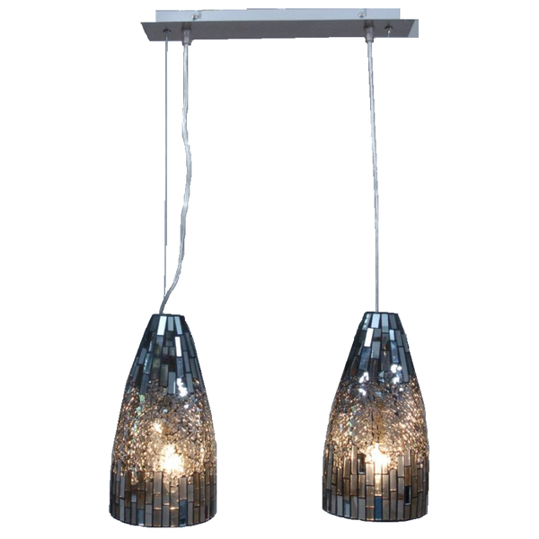 Glas-Pendelleuchte - Metall - Schwarz