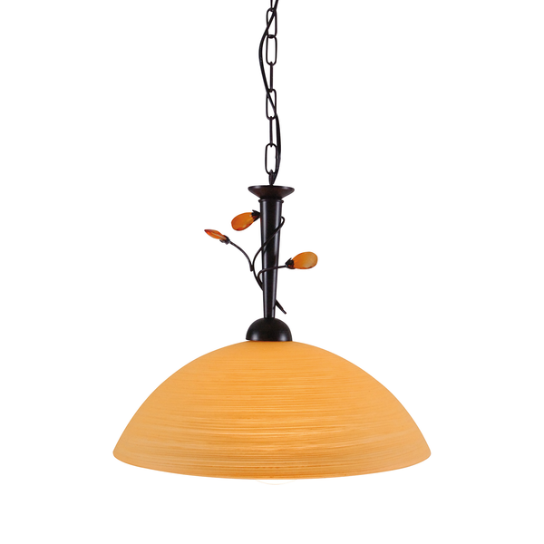 Glaspendelleuchte Rustic Flower Braun - Metall - 1-flammig