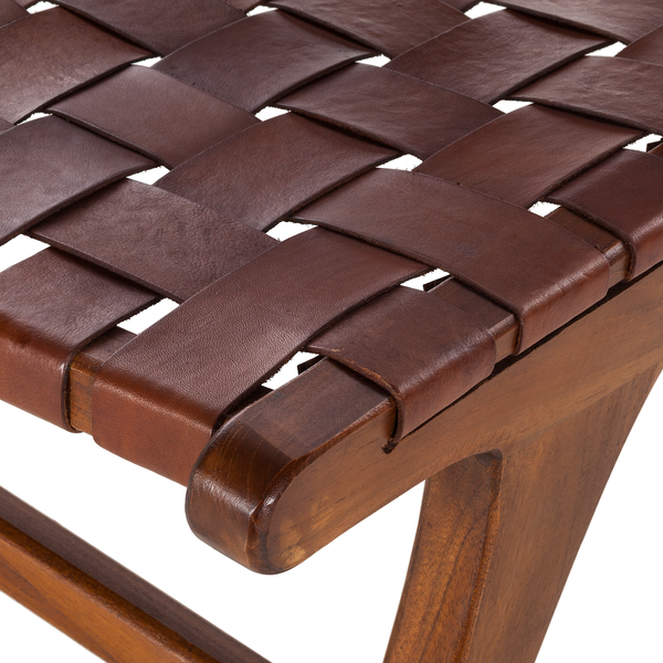 Stuhl BOURBOURG - Echtleder / Teak massiv - Braun / Teak