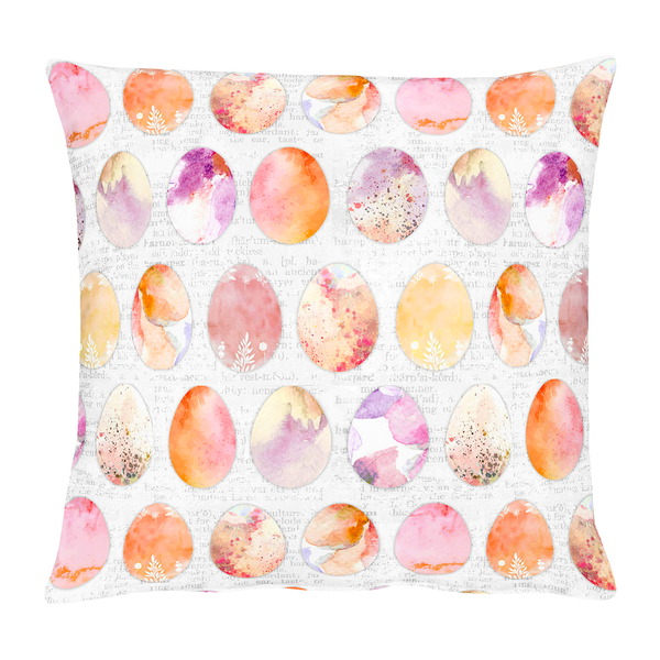 Kissenbezug Ostereier Aquarell - Weiß / Rosé - 49 x 49 cm
