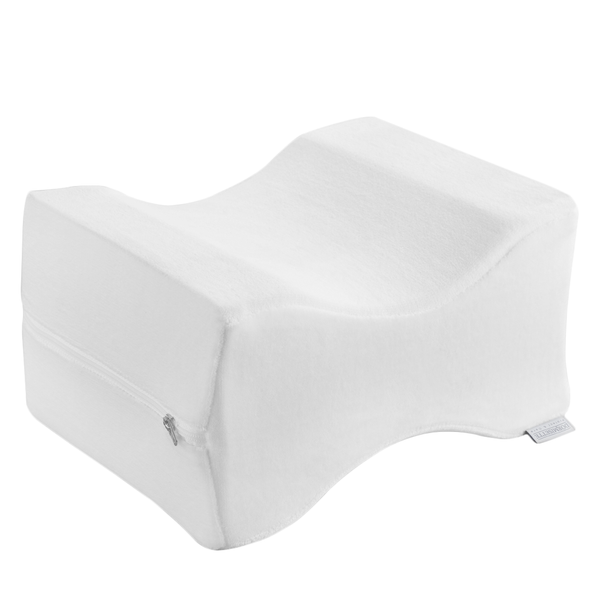 Kniekissen für Seitenschläfer - Atmungsaktiv - Polyester-Schaumstoff/Baumwolle/Polyester - Weiß - 20x26 x 14 cm