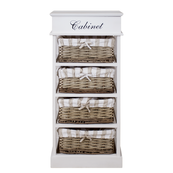 Kommode Elven IV - Paulownia massiv - Weiß / Braun