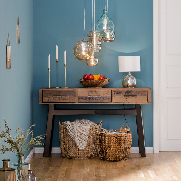 Tischleuchte Loster - Glas / Baumwollstoff - 1-flammig - Weiß