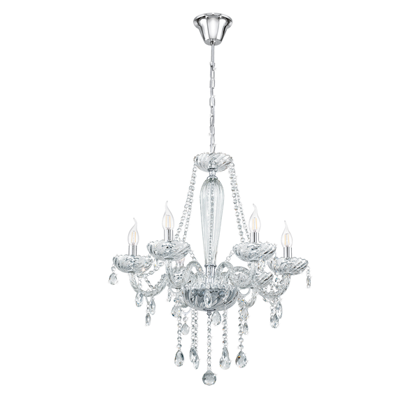 Kronleuchter Basilano III - Glas / Stahl - 6-flammig