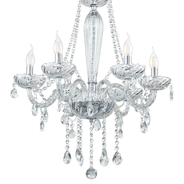 Kronleuchter Basilano III - Glas / Stahl - 6-flammig