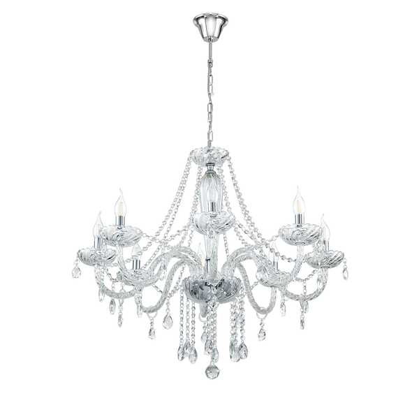 Kronleuchter Basilano IV - Glas / Stahl - 8-flammig