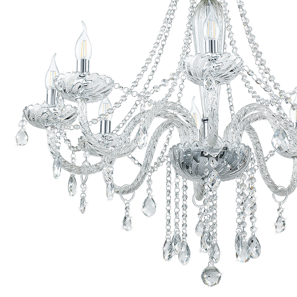 Kronleuchter Basilano IV - Glas / Stahl - 8-flammig