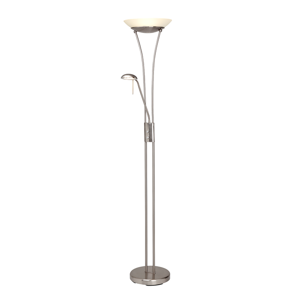 LED-Deckenfluter mit Lesearm Finn - 2-flammig - Silber Eisen
