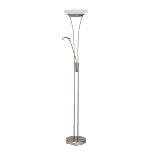 LED-Deckenfluter mit Lesearm Finn - 2-flammig - Silber Eisen