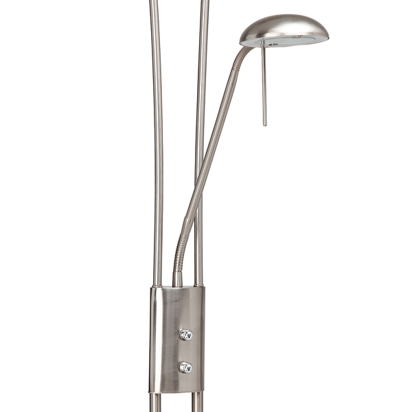 LED-Deckenfluter mit Lesearm Finn - 2-flammig - Silber Eisen