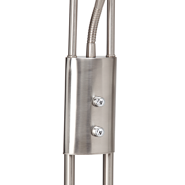 LED-Deckenfluter mit Lesearm Finn - 2-flammig - Silber Eisen