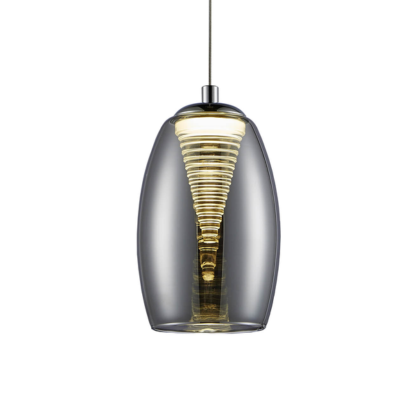 LED-Pendelleuchte Metropolis Spiral I - Glas / Stahl - 1-flammig - Schwarz / Chrom