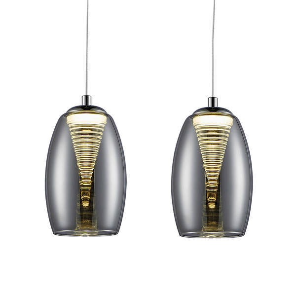 LED-Pendelleuchte Metropolis Spiral IV - Rauchglas / Stahl - 4-flammig