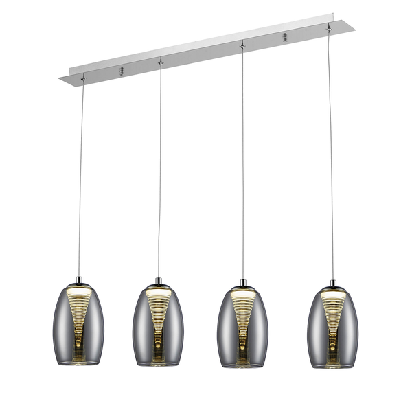 LED-Pendelleuchte Metropolis Spiral IV - Rauchglas / Stahl - 4-flammig