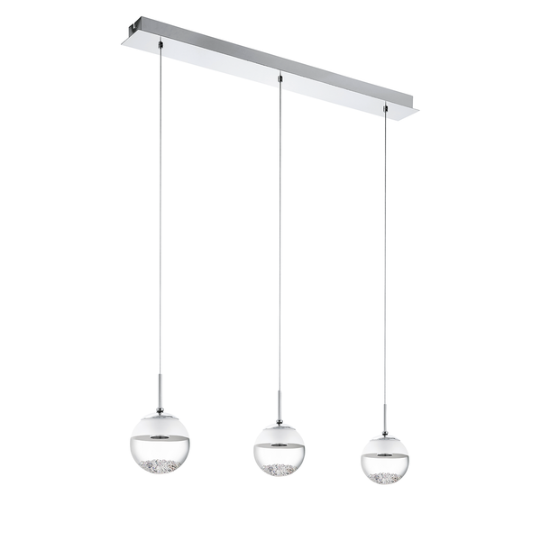 LED-Pendelleuchte Montefio III - Kristallglas / Stahl - 3-flammig