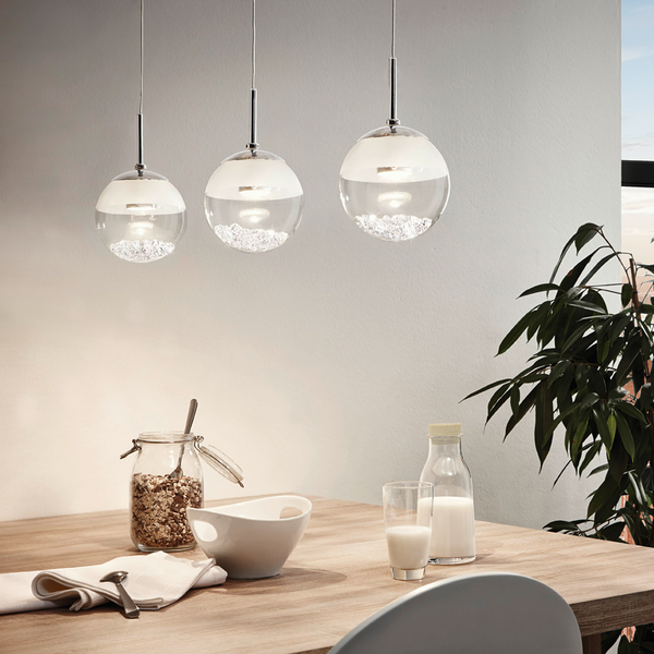 LED-Pendelleuchte Montefio III - Kristallglas / Stahl - 3-flammig