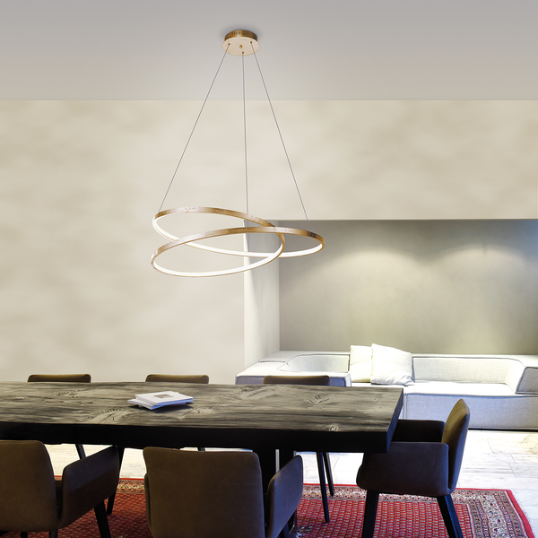 LED-Pendelleuchte Roman Circle - Stahl - 1-flammig - Gold - Durchmesser: 55 cm