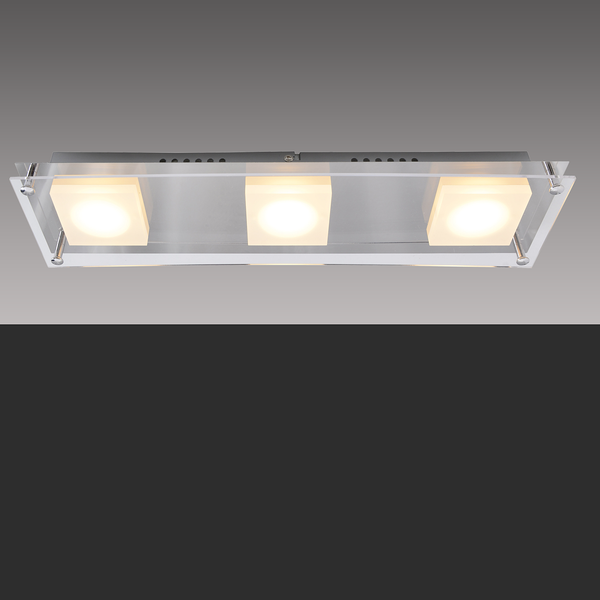 LED-Deckenleuchte Square Shine II - Acrylglas / Stahl - Flammenanzahl: 3