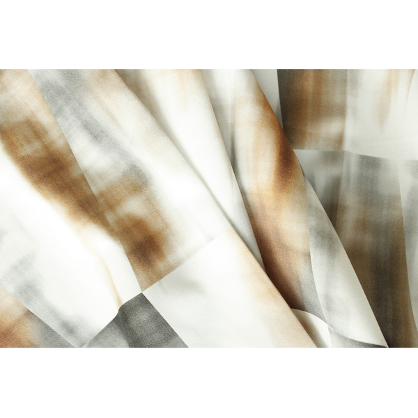 Ösenschal Aquarell - Webstoff - Weiß / Hellbraun