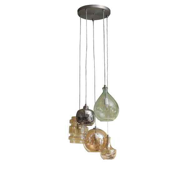 Pendelleuchte Brooklyn II - Metall / Glas - 5-flammig