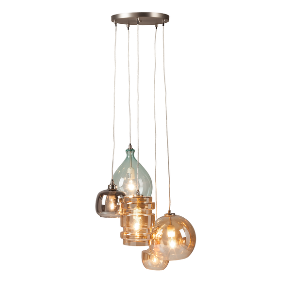 Pendelleuchte Brooklyn II - Metall / Glas - 5-flammig