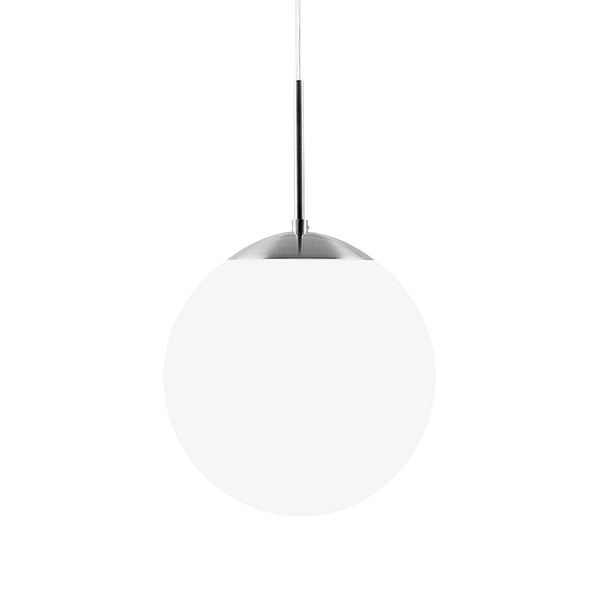 Pendelleuchte Cafe - Metall/Glas - Silber/OpalWeiß - Durchmesser Lampenschirm: 25 cm